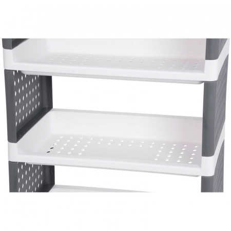 Comoda/raft plastic, MagicHome, pe roti, 4 polite, gri si alb, max 25 kg, 49x29x75.5 cm [2]