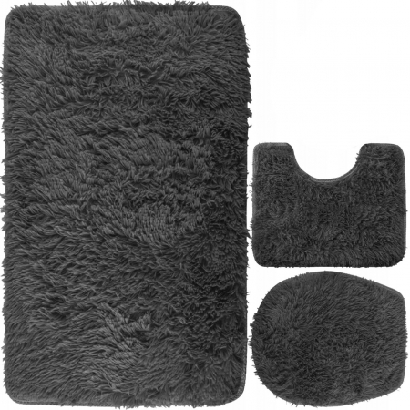 Suporturi si accesorii de baie - Covoras baie, gri inchis, set 3 piese, Ruhhy