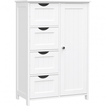 Mobilier baie - Dulap baie, Artool, MDF, 2 rafturi, 4 sertare, 1 usa, alb, 55x30x82 cm