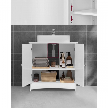 Dulap baie, Artool, placa MDF, 2 rafturi interioare, 2 usi, alb, 60x30x60 cm [5]