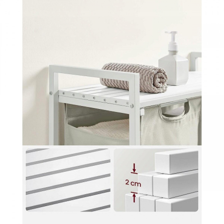 Dulap baie, Artool, placa raft MDF, cadru otel, 2 compartimente rufe, alb, 73x33x72 cm [2]