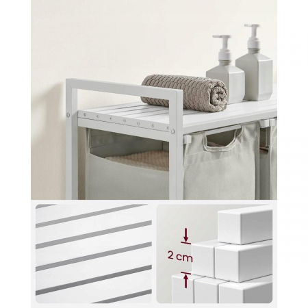 Dulap baie, Artool, placa raft MDF, cadru otel, 3 compartimente rufe, alb, 92.5x33x72 cm [3]