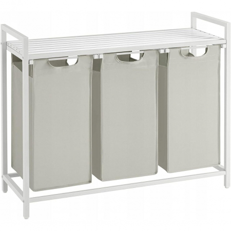 Mobilier baie - Dulap baie, Artool, placa raft MDF, cadru otel, 3 compartimente rufe, alb, 92.5x33x72 cm