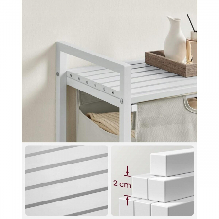 Dulap baie, Artool, placa raft MDF, cadru otel, cu compartiment rufe, alb, 50x33x72 cm [4]