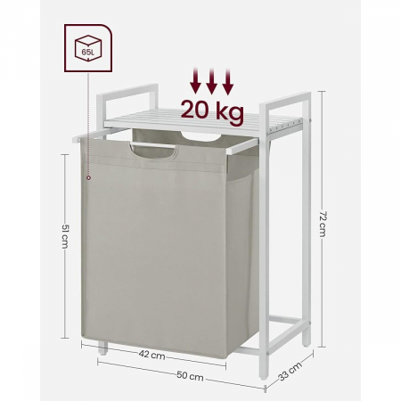 Dulap baie, Artool, placa raft MDF, cadru otel, cu compartiment rufe, alb, 50x33x72 cm [7]