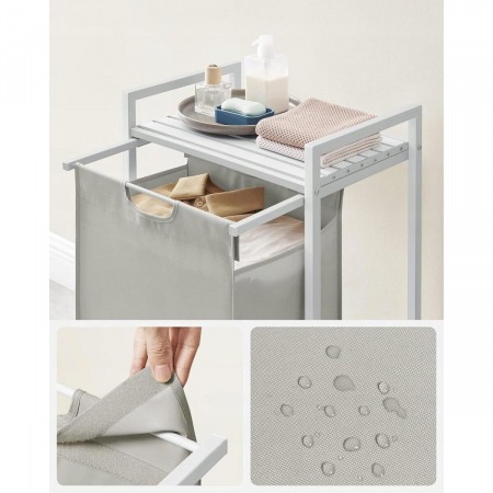 Dulap baie, Artool, placa raft MDF, cadru otel, cu compartiment rufe, alb, 50x33x72 cm [5]