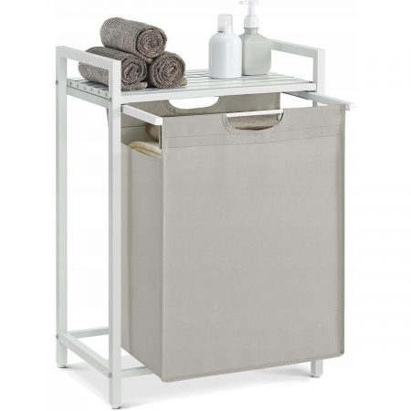 Dulap baie, Artool, placa raft MDF, cadru otel, cu compartiment rufe, alb, 50x33x72 cm [1]