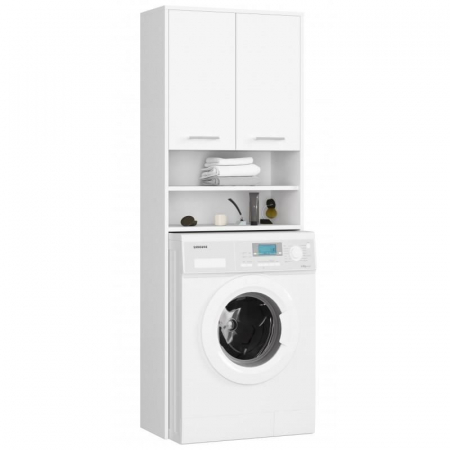 Mobilier baie - Dulap baie cu loc pentru masina de spalat, placa laminata, 4 rafturi, 2 usi, alb, 64x30x180 cm