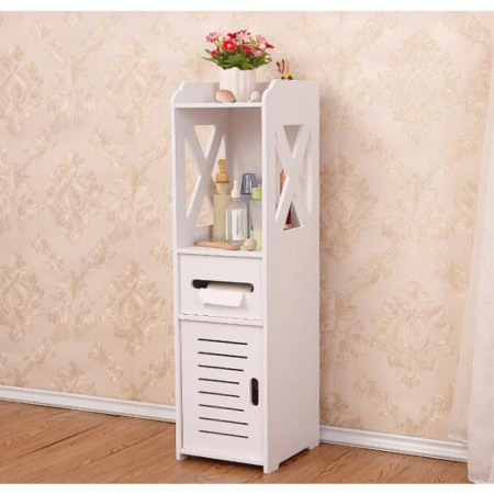 Dulap baie, Mufart, 2 rafturi, 1 sertar, 1 usa, alb, 25x21.5x80 cm [1]