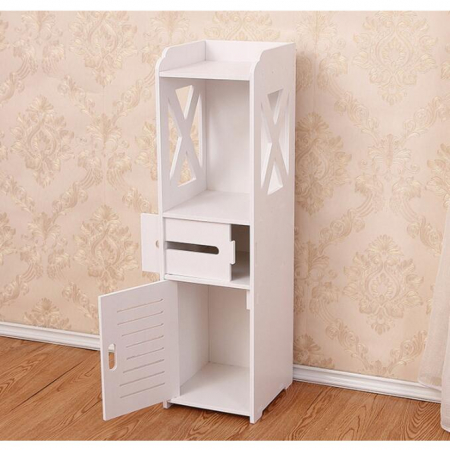 Dulap baie, Mufart, 2 rafturi, 1 sertar, 1 usa, alb, 25x21.5x80 cm [2]