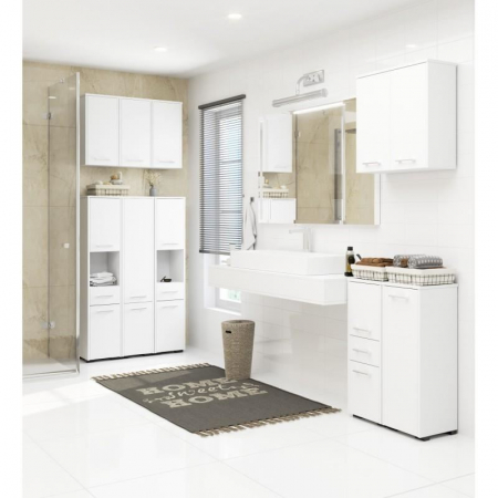 Dulap baie, placa laminata, 2 rafturi, alb, 30x30x82 cm  [1]