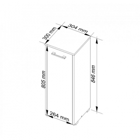 Dulap baie, placa laminata, 2 rafturi, alb si stejar Sonoma, 30x30x85 cm [1]