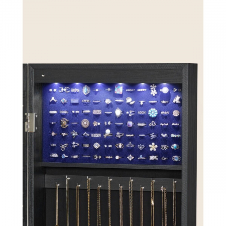 Dulap de perete cu oglinda pentru bijuterii, Artool, MDF, raft inferior, negru, 37x10x120 cm [1]
