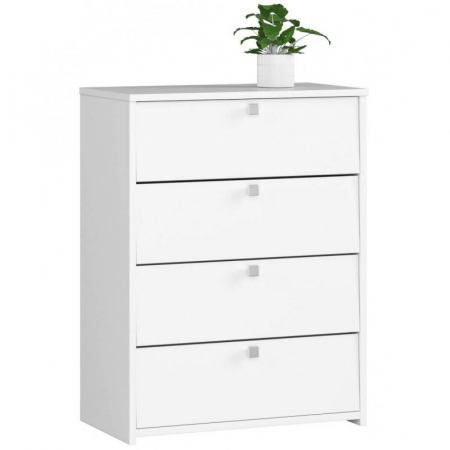 Dulapuri si rafturi pantofi - Dulap depozitat incaltaminte, pantofar, placa laminata, 4 sertare, alb, 60x33x80 cm