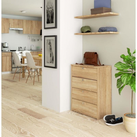 Dulap depozitat incaltaminte, pantofar, placa laminata, 4 sertare, stejar, 60x33x80 cm  [1]