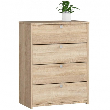 Dulapuri si rafturi pantofi - Dulap depozitat incaltaminte, pantofar, placa laminata, 4 sertare, stejar, 60x33x80 cm 