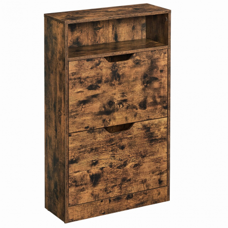 Dulapuri si rafturi pantofi - Dulap pentru depozitare incaltaminte, pantofar, Artool, pal, maro rustic, 2 sertare, 1 raft, 60x24x102 cm
