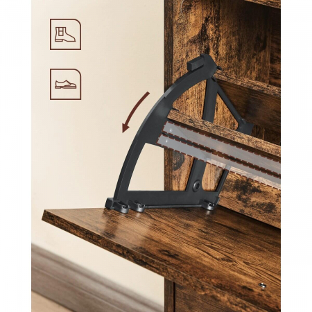 Dulap pentru depozitare incaltaminte, pantofar, Artool, pal, maro rustic, 3 sertare, 60x24x102 cm [3]