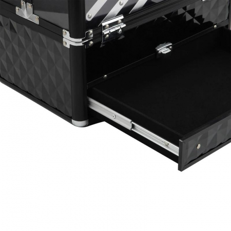 Geanta pentru cosmetice/accesorii baie, aluminiu, 6 compartimente, neagra, 26x9x22.5 cm [2]