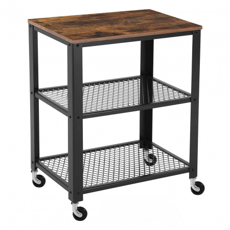 Mese - Masa de cafea, Artool, pe roti, pal si metal, maro vintage, 60x40x77.5 cm