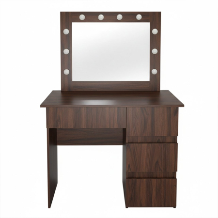 Mese de machiaj - Masa de toaleta/machiaj, Irina, wenge, cu oglinda si LED-uri, 94x43x141 cm