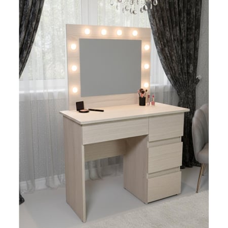 Masa de toaleta/machiaj, Irina, zebrano, cu oglinda si LED-uri, 94x43x141 cm [2]