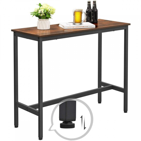 Masa pentru bucatarie/living/bar, Artool, inalta, pal si otel, maro rustic, 100x40x90 cm [3]