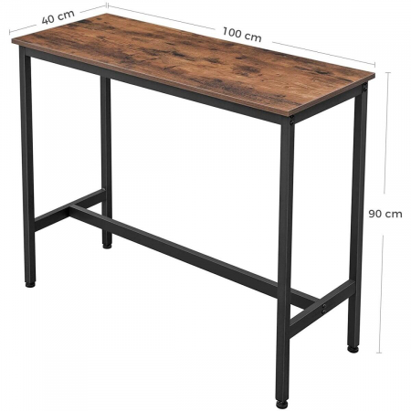 Masa pentru bucatarie/living/bar, Artool, inalta, pal si otel, maro rustic, 100x40x90 cm [4]