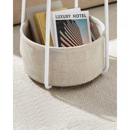 Masa rotunda cu cos depozitare, pal, baza otel, alb si bej, 45x50 cm, Artool [5]