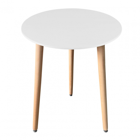 Mese - Masa stil scandinav, Artool, Kami, rotunda, MDF si lemn, alb, 60x74 cm