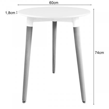 Masa stil scandinav, Artool, Kami, rotunda, MDF si lemn, alb, 60x74 cm [1]