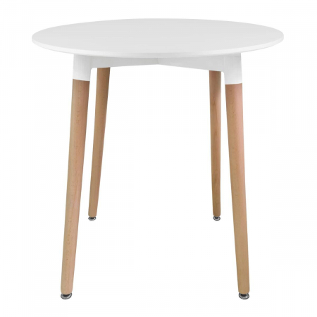 Masa stil scandinav, Artool, Kami, rotunda, MDF si lemn, alb, 80x74 cm [2]