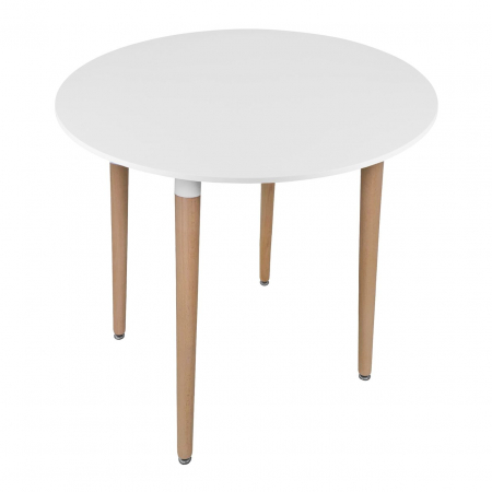 Mese - Masa stil scandinav, Artool, Kami, rotunda, MDF si lemn, alb, 80x74 cm