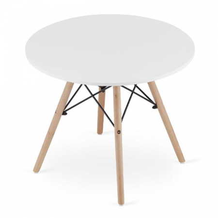 Mese - Masa stil scandinav, Artool, rotund, MDF si lemn, alb, 60x50 cm