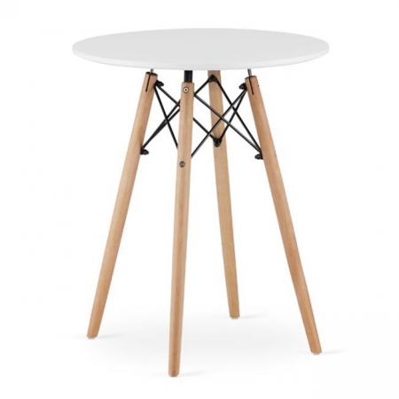 Masa stil scandinav, Artool, rotund, MDF si lemn, alb, 60x72 cm [1]