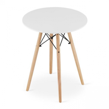 Mese - Masa stil scandinav, Artool, rotund, MDF si lemn, alb, 60x72 cm