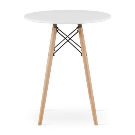 Masa stil scandinav, Artool, rotund, MDF si lemn, alb, 60x72 cm [3]