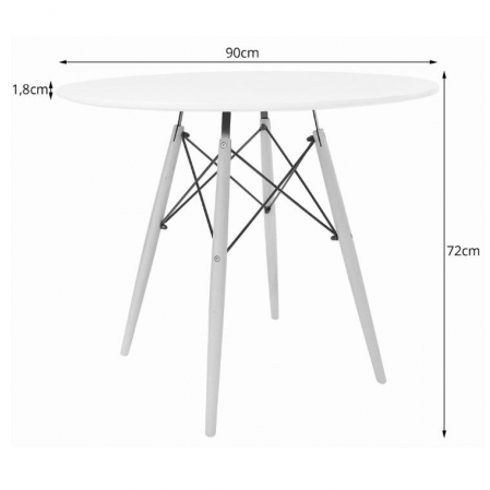 Masa stil scandinav, Artool, rotund, MDF si lemn, alb, 90x72 cm [2]