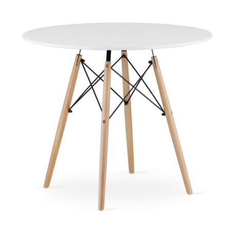 Masa stil scandinav, Artool, rotund, MDF si lemn, alb, 90x72 cm [1]