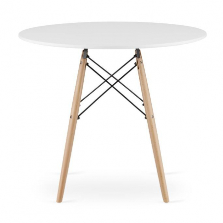 Masa stil scandinav, Artool, rotund, MDF si lemn, alb, 90x72 cm [3]
