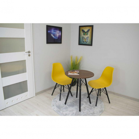 Masa stil scandinav, Artool, rotund, MDF si lemn, maro rustic, 60x73 cm [1]