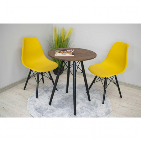 Masa stil scandinav, Artool, rotund, MDF si lemn, maro rustic, 60x73 cm [3]