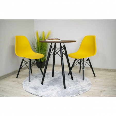 Masa stil scandinav, Artool, rotund, MDF si lemn, maro rustic, 60x73 cm [4]