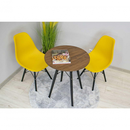 Masa stil scandinav, Artool, rotund, MDF si lemn, maro rustic, 60x73 cm [5]