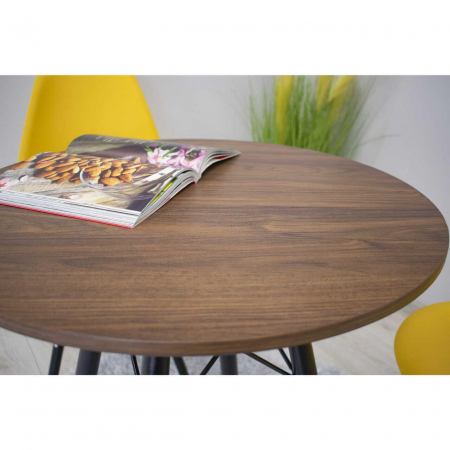 Masa stil scandinav, Artool, rotund, MDF si lemn, maro rustic, 60x73 cm [6]