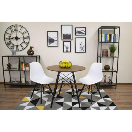 Masa stil scandinav, Artool, rotund, MDF si lemn, maro rustic, 80x75 cm [4]