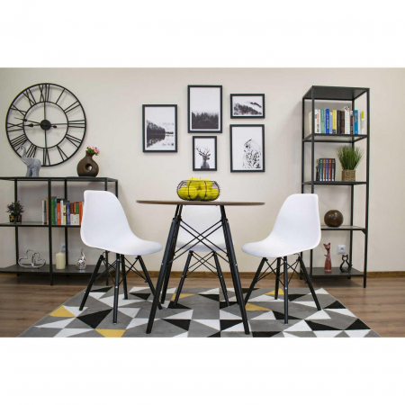 Masa stil scandinav, Artool, rotund, MDF si lemn, maro rustic, 80x75 cm [5]