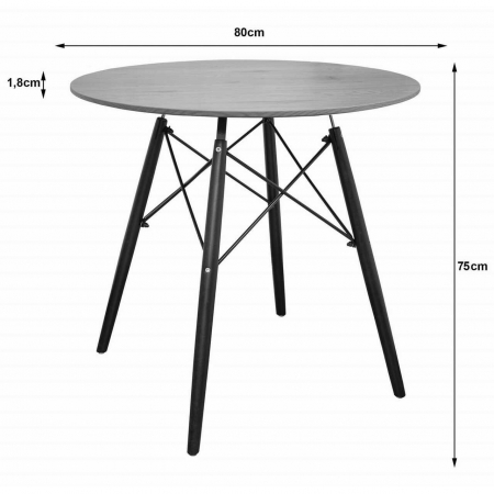 Masa stil scandinav, Artool, rotund, MDF si lemn, maro rustic, 80x75 cm [3]