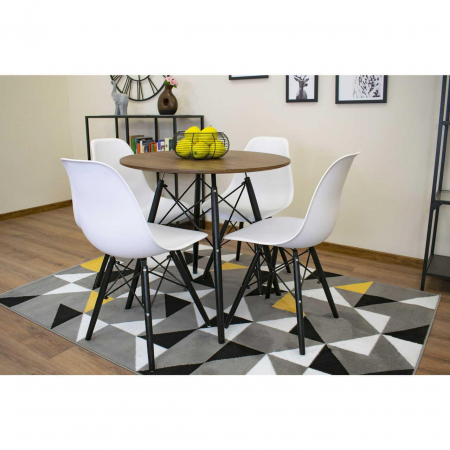 Masa stil scandinav, Artool, rotund, MDF si lemn, maro rustic, 80x75 cm [11]