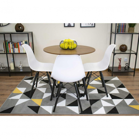 Masa stil scandinav, Artool, rotund, MDF si lemn, maro rustic, 80x75 cm [12]